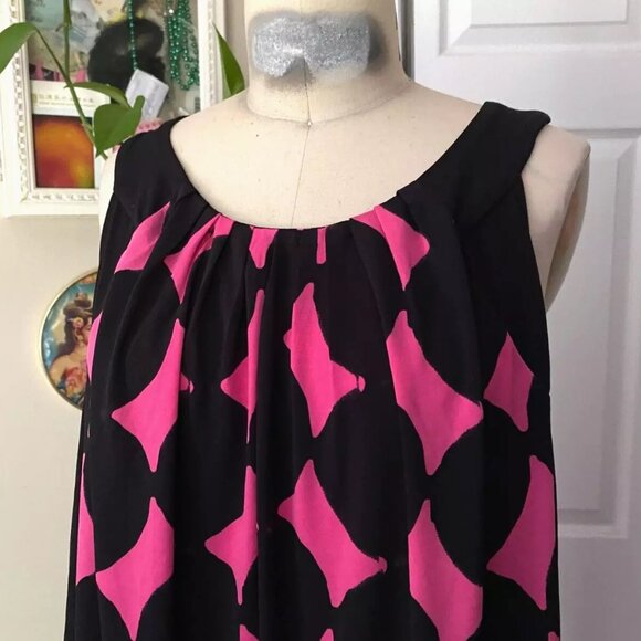 WORTHINGTON Pink Harlequin Abstract Draped smocked Camisole Tank shirt *SIZE XL* - Picture 2 of 5